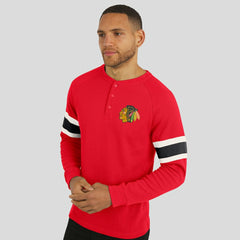 Chicago Blackhawks Darius Rucker Collection by Fanatics Waffle-Knit Raglan Long Sleeve Henley T-Shirt Red