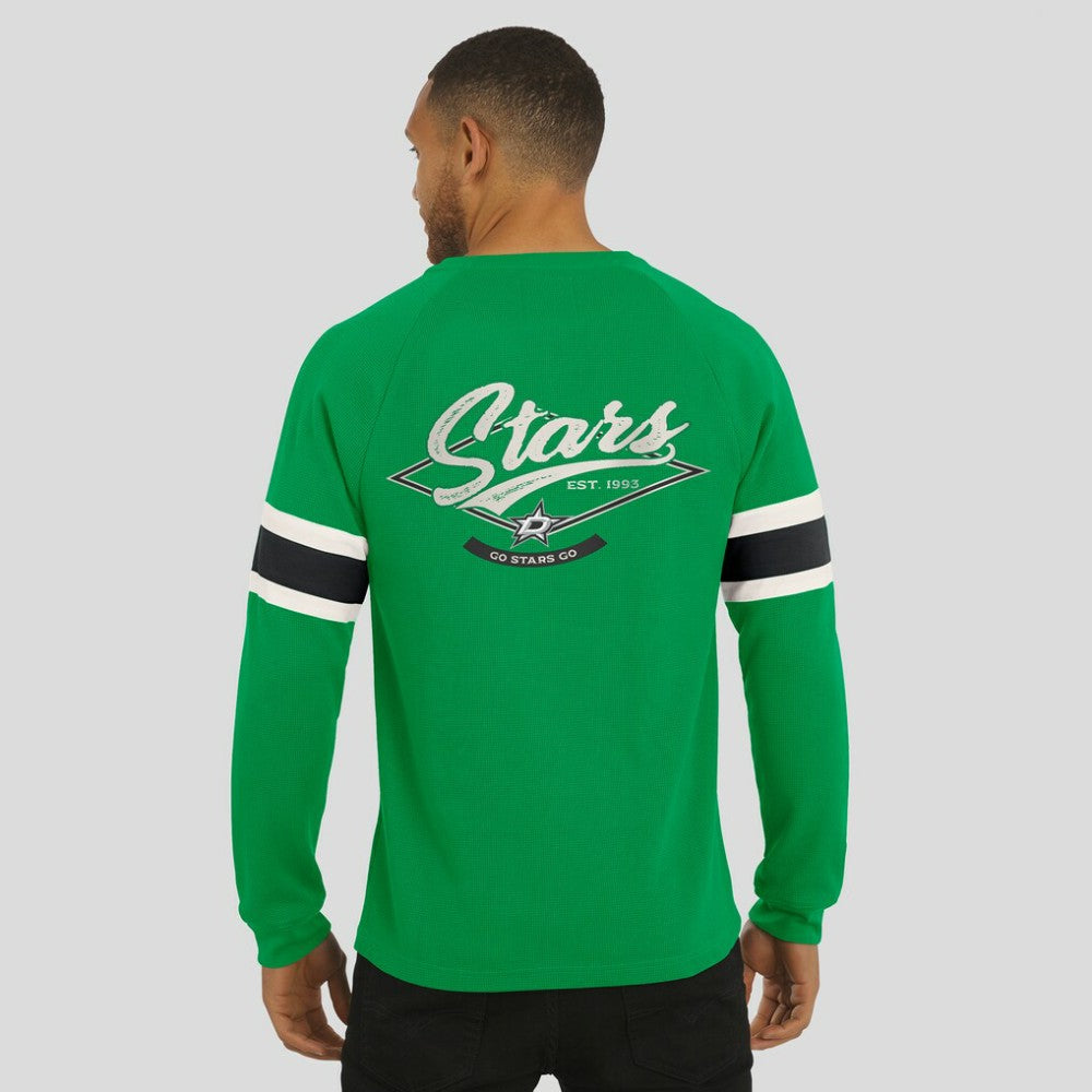 Dallas Stars Darius Rucker Collection by Fanatics Waffle-Knit Raglan Long Sleeve Henley T-Shirt Green