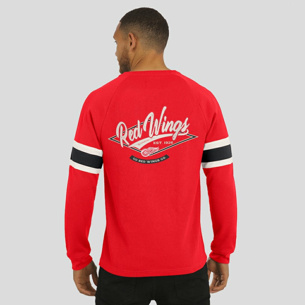 Detroit Red Wings Darius Rucker Collection by Fanatics Waffle-Knit Raglan Long Sleeve Henley T-Shirt Red