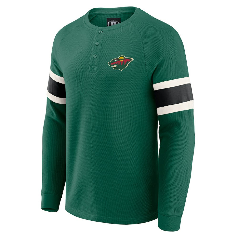 Minnesota Wild Darius Rucker Collection by Fanatics Waffle-Knit Raglan Long Sleeve Henley T-Shirt Green