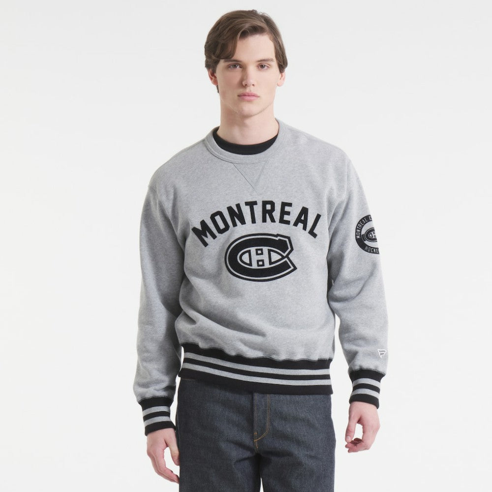 Montreal Canadiens Todd Snyder by Fanatics Relaxed Canadian Fleece Crew Athletic Heather Gray