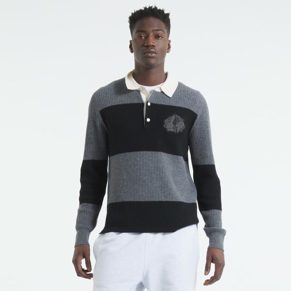 Chicago Blackhawks Todd Snyder by Fanatics Cashmere Rugby Sweater Dark Heather Gray