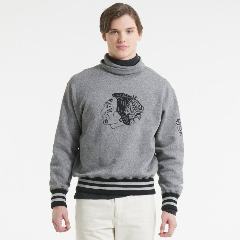 Chicago Blackhawks Todd Snyder by Fanatics Relaxed Canadian Fleece Turtleneck Dark Heather Gray
