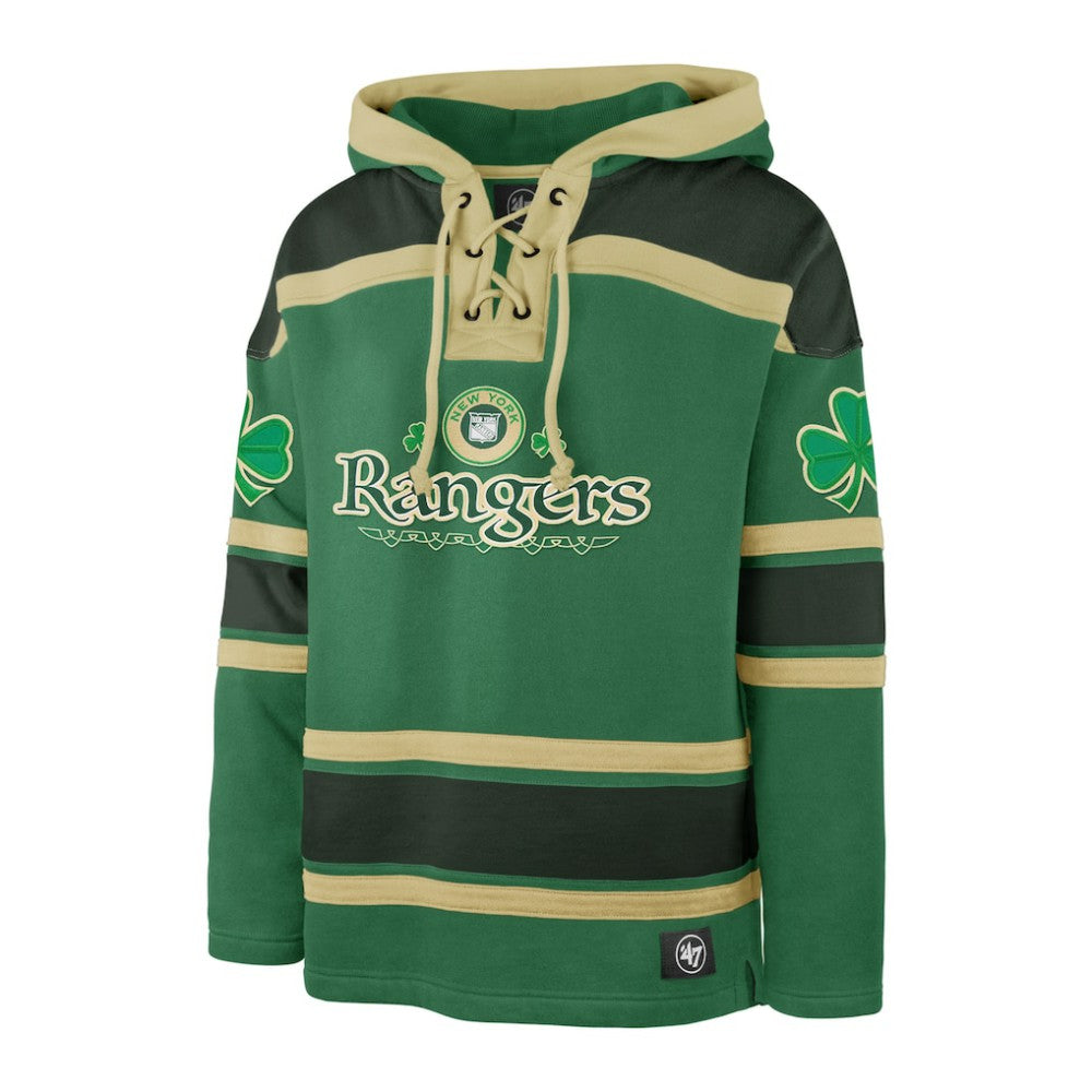 New York Rangers '47 St. Patrick's Day McLucky Superior Lacer Pullover Hoodie Kelly Green