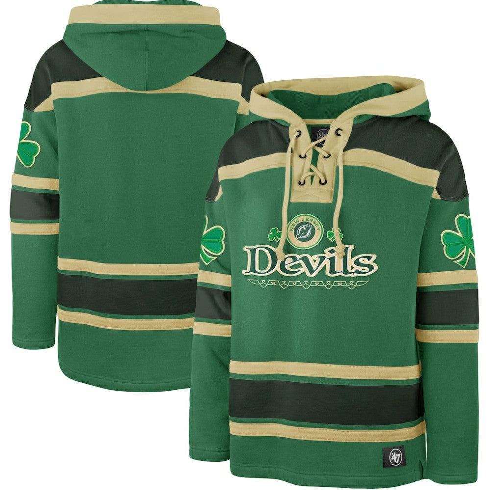 New Jersey Devils '47 St. Patrick's Day McLucky Superior Lacer Pullover Hoodie Kelly Green
