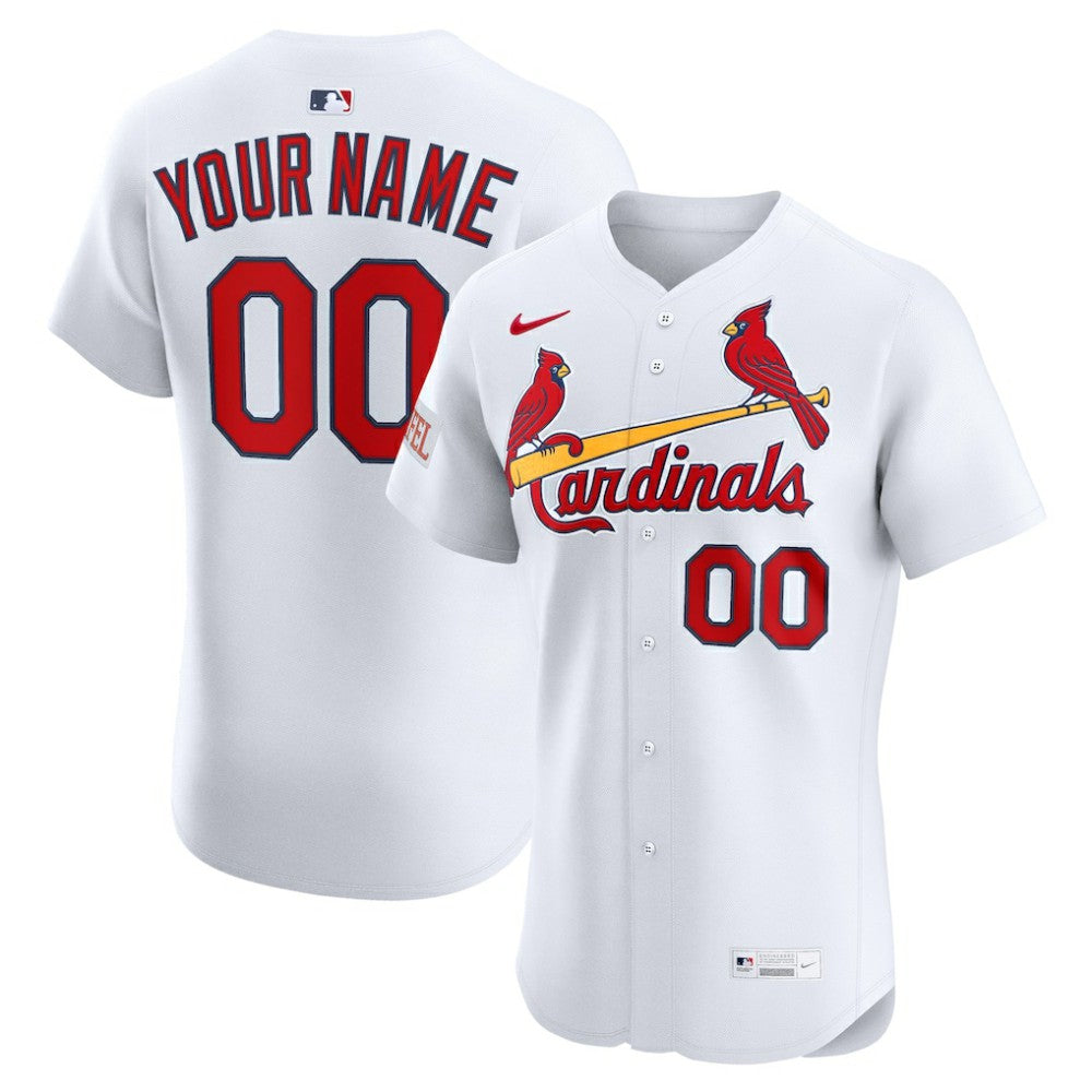 St. Louis Cardinals Home Elite Sponsor Patch Custom Jersey White | Nike