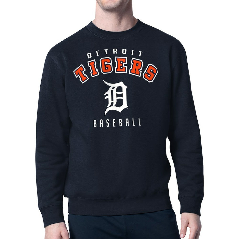 Detroit Tigers Starter Team Logo Fleece Pullover Sweatshirt Navy
