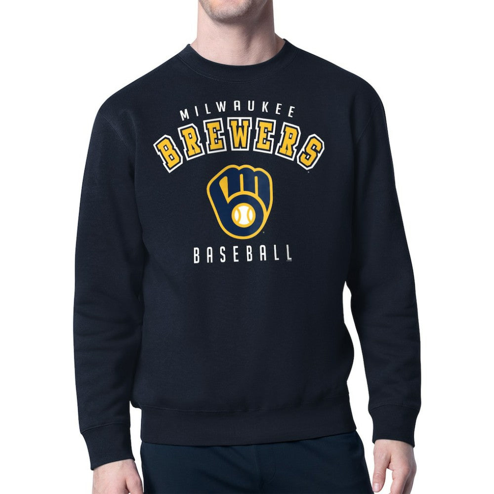 Milwaukee Brewers Starter Team Logo Fleece Pullover Sweatshirt Navy