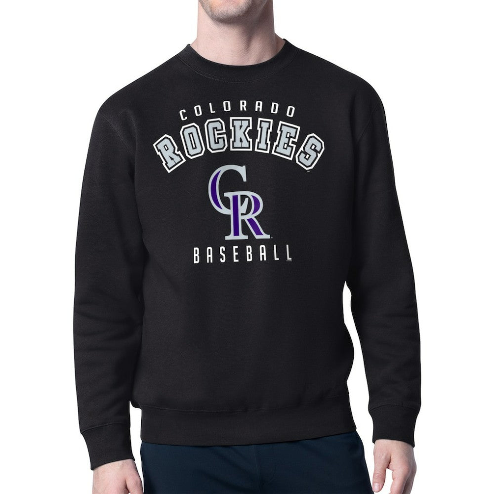 Colorado Rockies Starter Team Logo Fleece Pullover Sweatshirt Black
