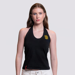 San Diego Padres Lusso Women's Noelle V-Neck Tank Top Black