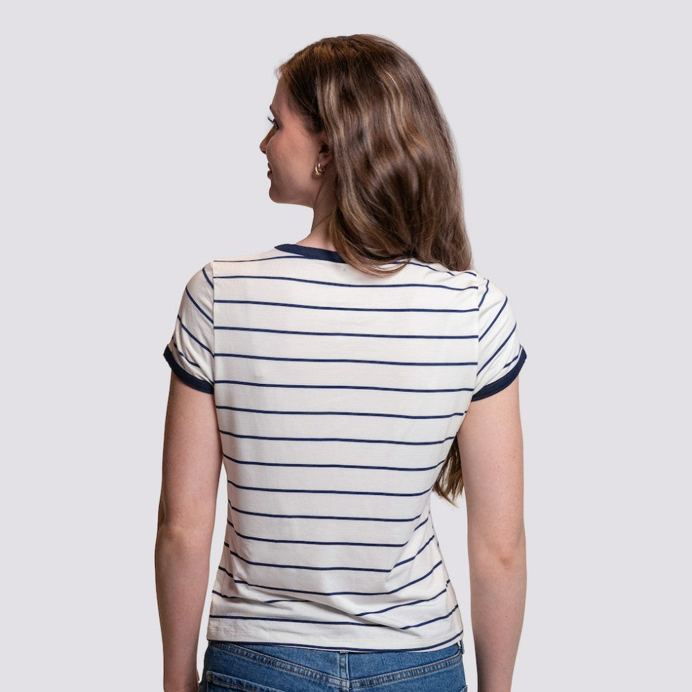 San Diego Padres Lusso Women's Natasha Striped T-Shirt White