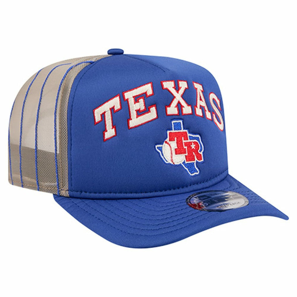 Texas Rangers Vintage Arched Foam Front 9FIFTY A-Frame Adjustable Trucker Hat Royal | New Era