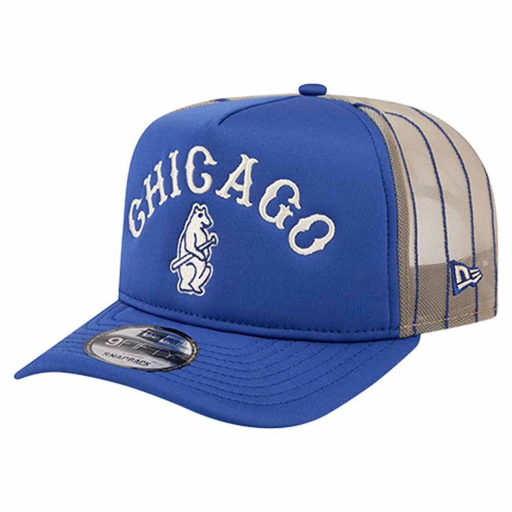 Chicago Cubs Vintage Arched Foam Front 9FIFTY A-Frame Adjustable Trucker Hat Royal | New Era