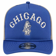 Chicago Cubs Vintage Arched Foam Front 9FIFTY A-Frame Adjustable Trucker Hat Royal | New Era