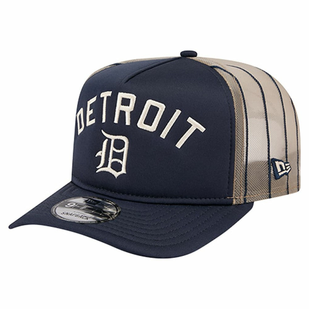Detroit Tigers Vintage Arched Foam Front 9FIFTY A-Frame Adjustable Trucker Hat Navy | New Era