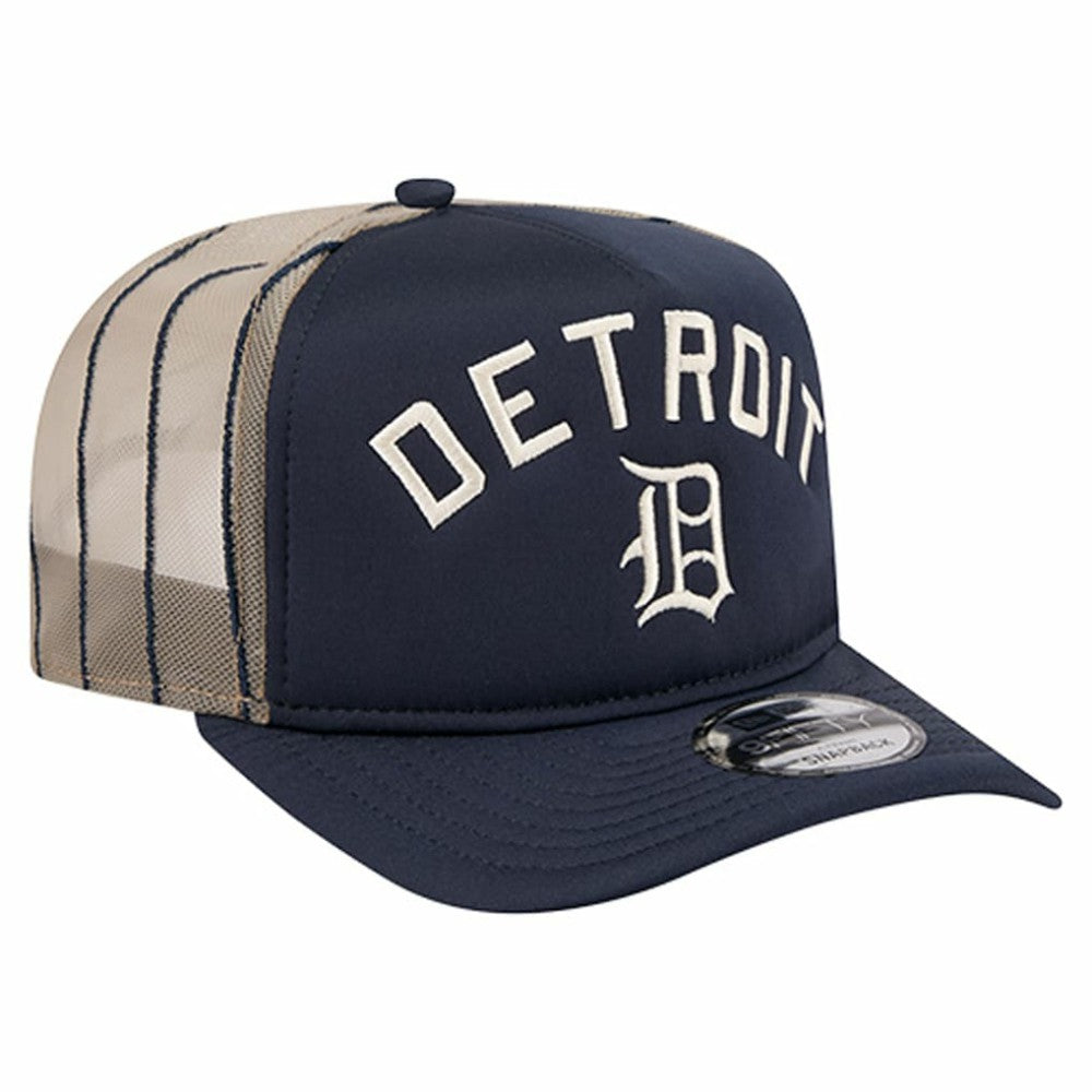 Detroit Tigers Vintage Arched Foam Front 9FIFTY A-Frame Adjustable Trucker Hat Navy | New Era