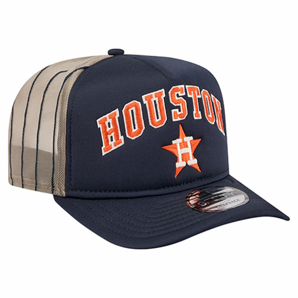Houston Astros Vintage Arched Foam Front 9FIFTY A-Frame Adjustable Trucker Hat Navy | New Era