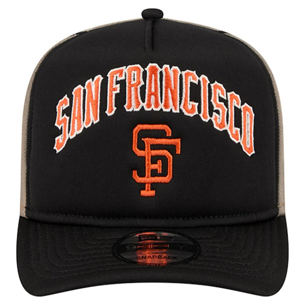 San Francisco Giants Vintage Arched Foam Front 9FIFTY A-Frame Adjustable Trucker Hat Black | New Era