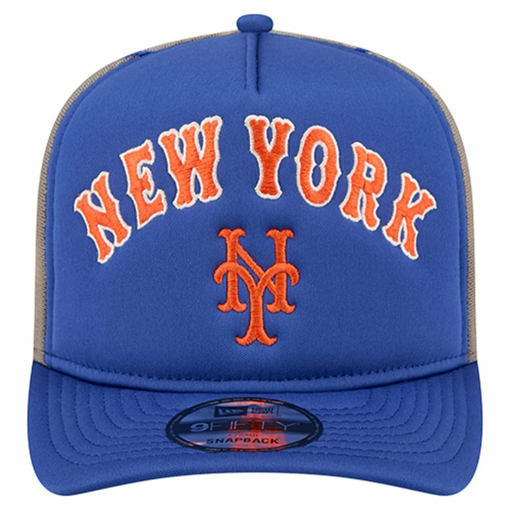 New York Mets Vintage Arched Foam Front 9FIFTY A-Frame Adjustable Trucker Hat Royal | New Era