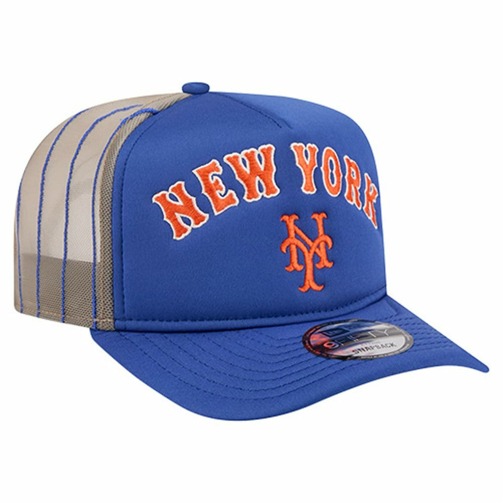 New York Mets Vintage Arched Foam Front 9FIFTY A-Frame Adjustable Trucker Hat Royal | New Era
