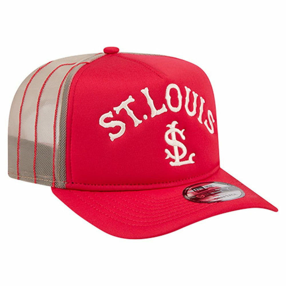 St. Louis Cardinals Vintage Arched Foam Front 9FIFTY A-Frame Adjustable Trucker Hat Red | New Era