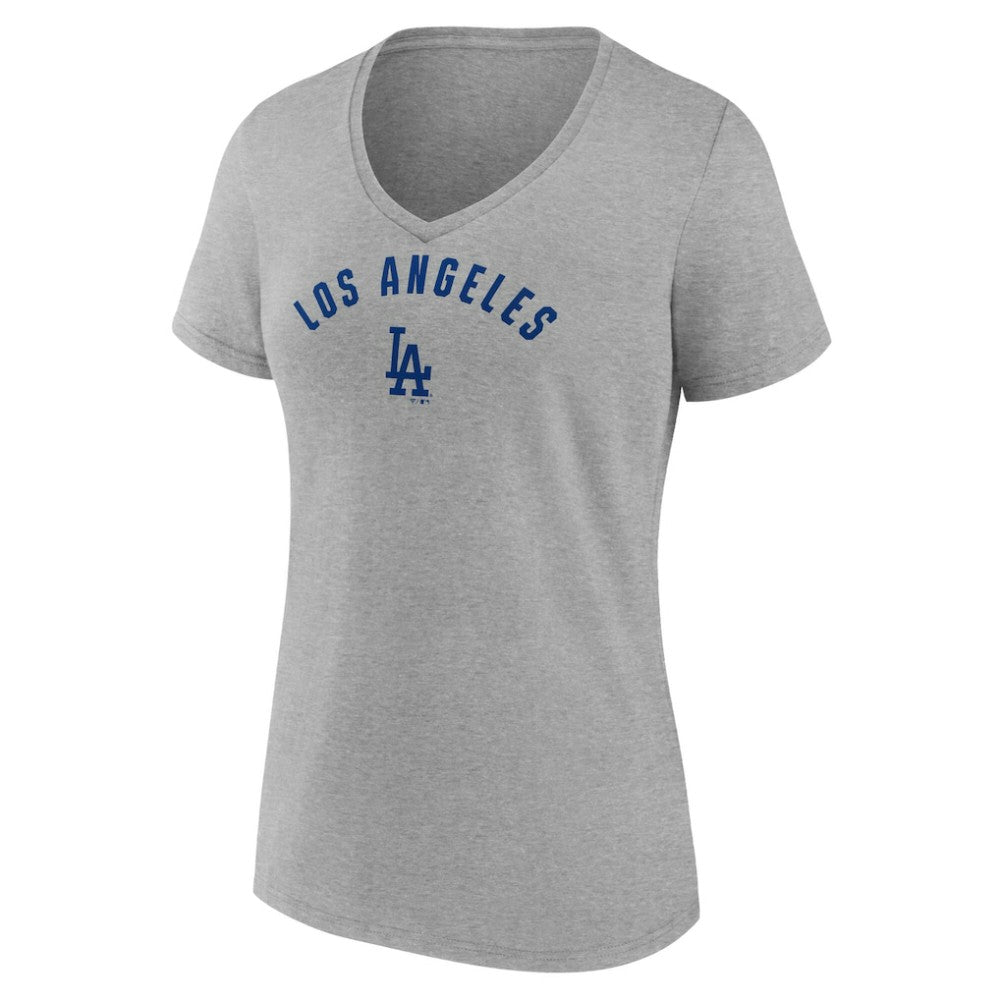 Los Angeles Dodgers Women's V-Neck T-Shirt Heather Gray
