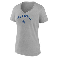 Los Angeles Dodgers Women's V-Neck T-Shirt Heather Gray