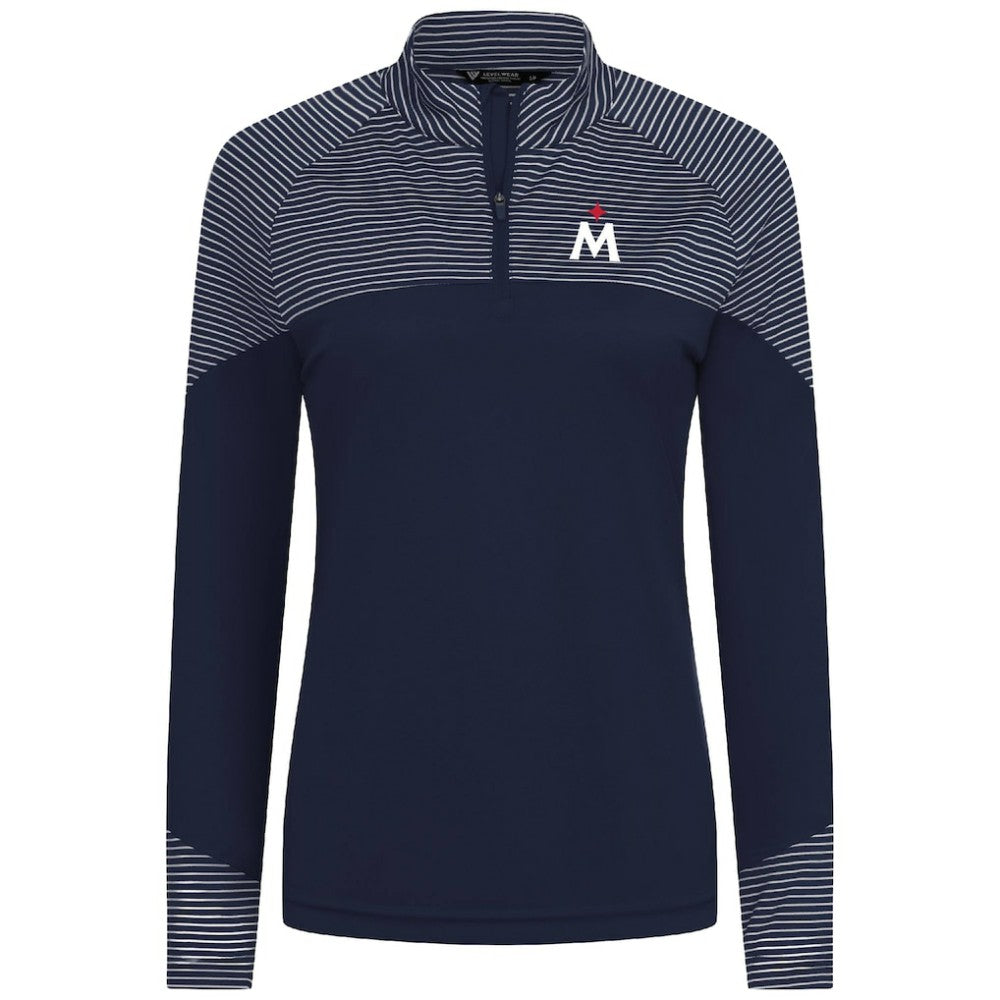 Minnesota Twins Levelwear Women's Classic Stripes Insignia 2.0 Raglan Quarter-Zip Top Navy