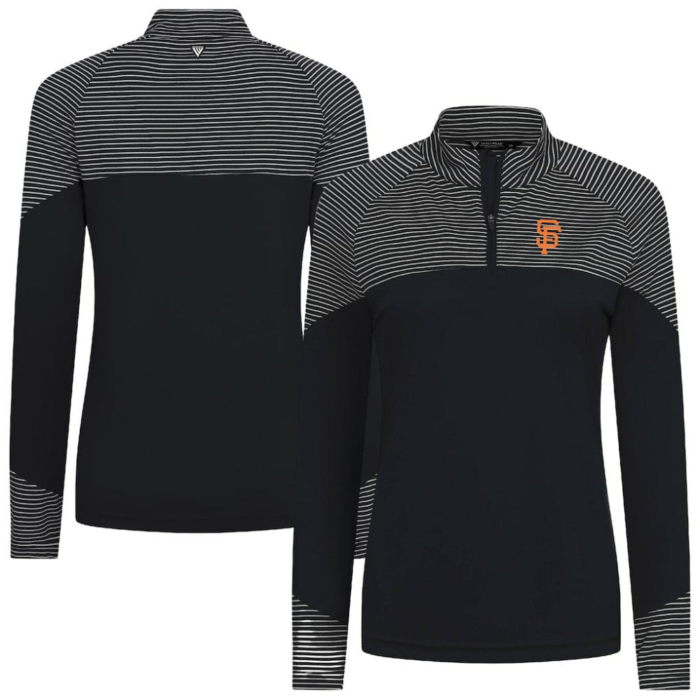 San Francisco Giants Levelwear Women's Classic Stripes Insignia 2.0 Raglan Quarter-Zip Top Black