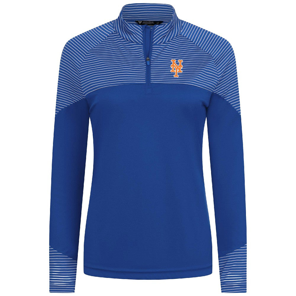 New York Mets Levelwear Women's Classic Stripes Insignia 2.0 Raglan Quarter-Zip Top Royal