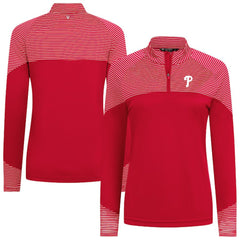 Philadelphia Phillies Levelwear Women's Classic Stripes Insignia 2.0 Raglan Quarter-Zip Top Red