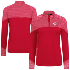 Cincinnati Reds Levelwear Women's Classic Stripes Insignia 2.0 Raglan Quarter-Zip Top Red