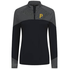 Pittsburgh Pirates Levelwear Women's Classic Stripes Insignia 2.0 Raglan Quarter-Zip Top Black