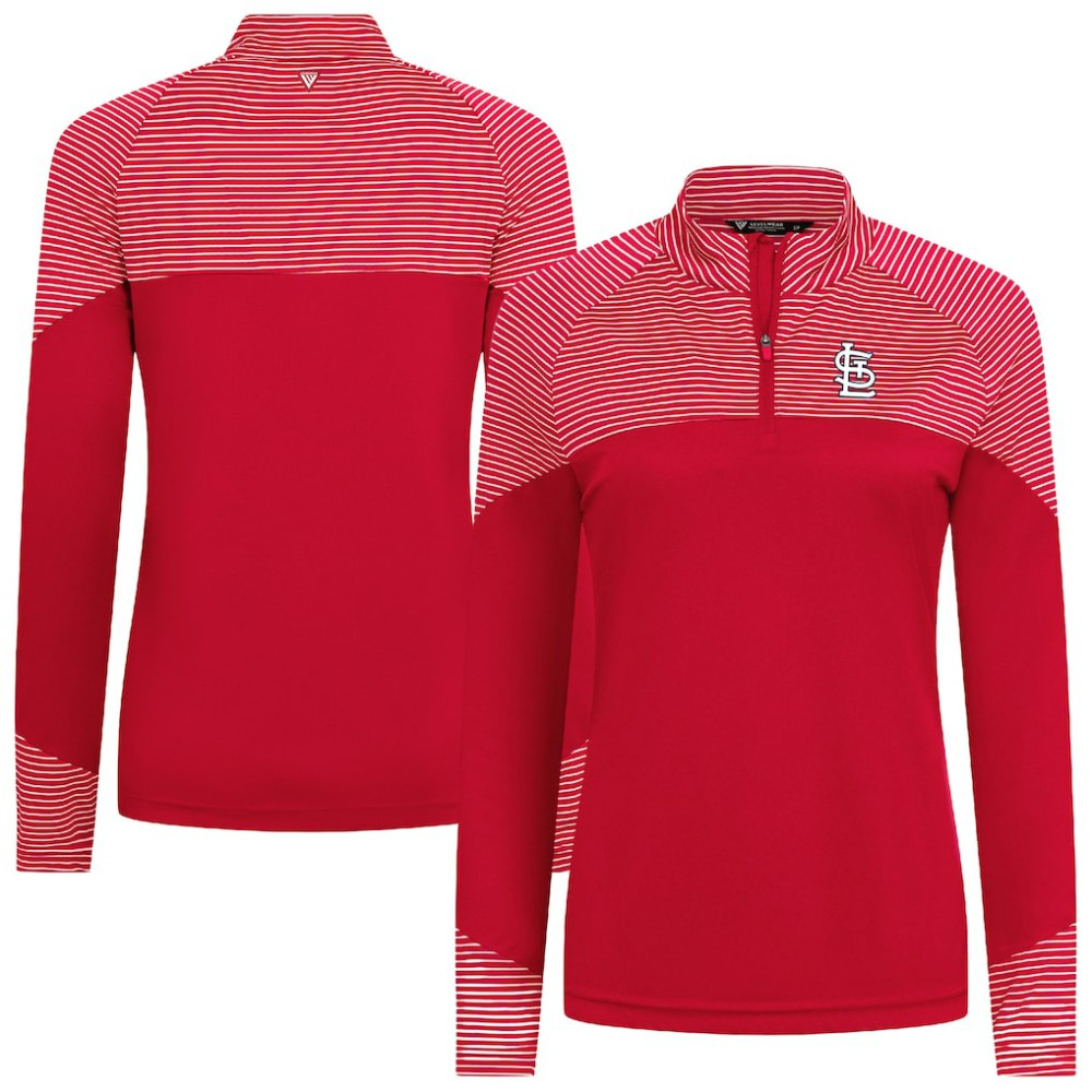 St. Louis Cardinals Levelwear Women's Classic Stripes Insignia 2.0 Raglan Quarter-Zip Top Red