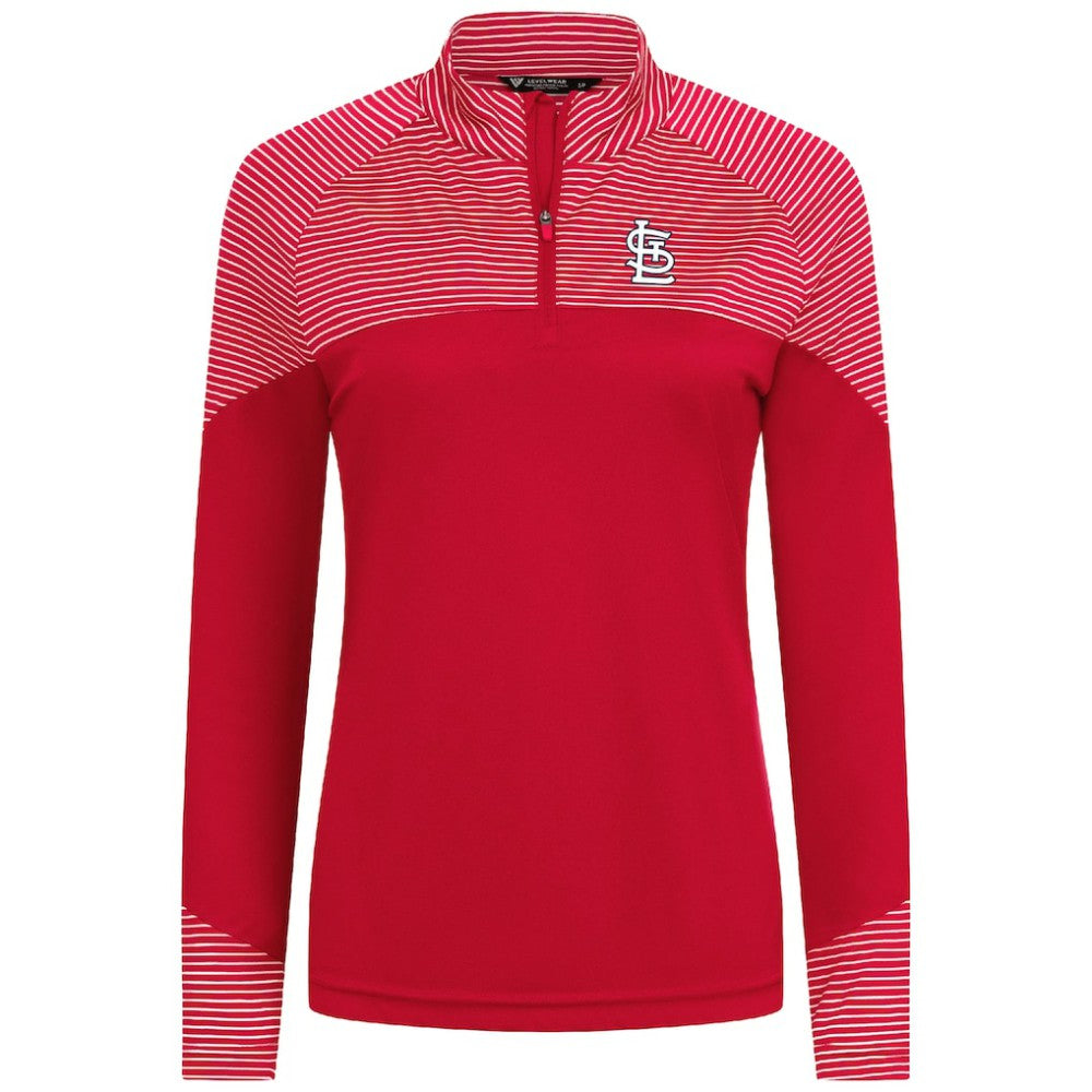 St. Louis Cardinals Levelwear Women's Classic Stripes Insignia 2.0 Raglan Quarter-Zip Top Red
