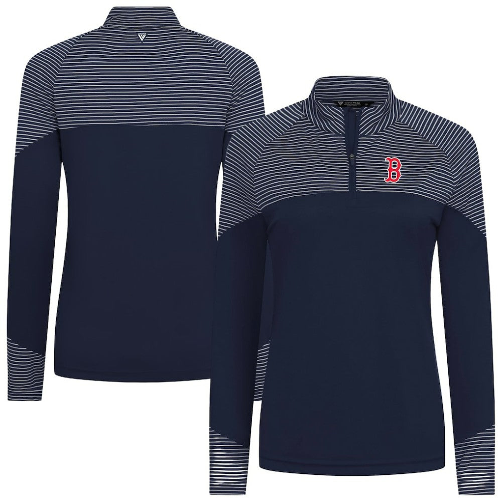 Boston Red Sox Levelwear Women's Classic Stripes Insignia 2.0 Raglan Quarter-Zip Top Navy