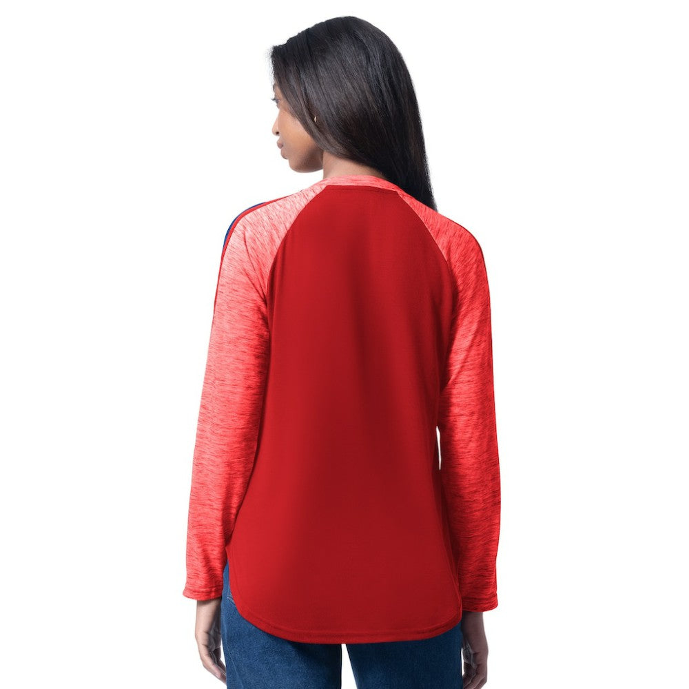 Philadelphia Phillies G-III 4Her by Carl Banks Women's Top Dog Raglan Long Sleeve V-Neck T-Shirt Red