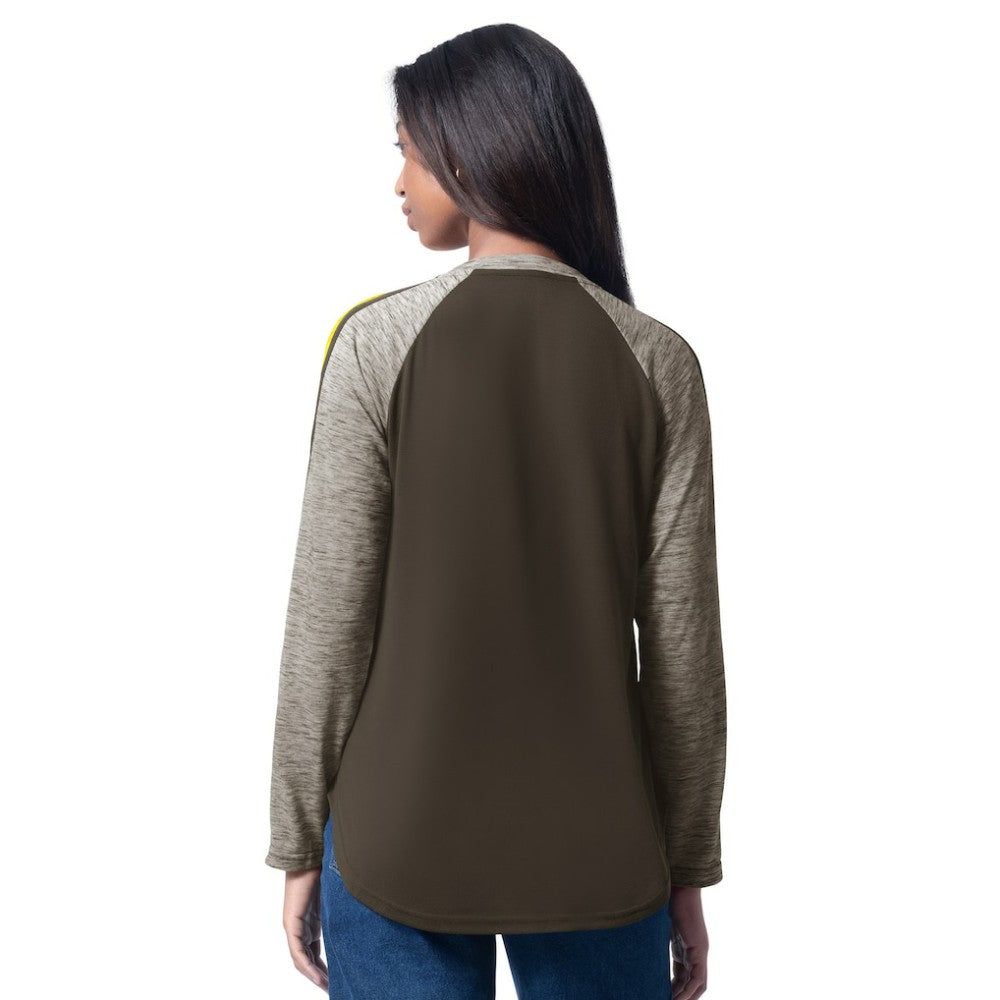 San Diego Padres G-III 4Her by Carl Banks Women's Top Dog Raglan Long Sleeve V-Neck T-Shirt Brown