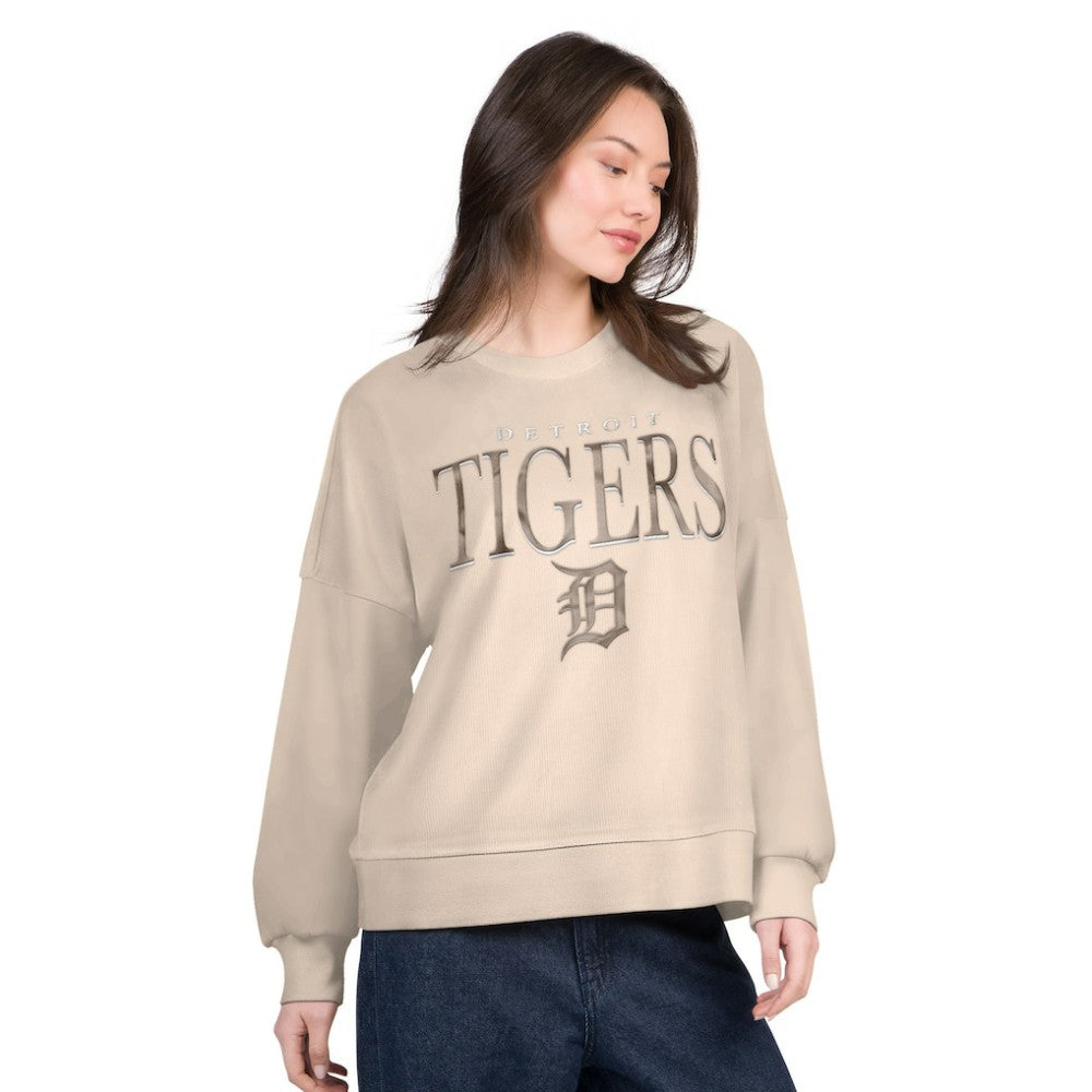Detroit Tigers G-III 4Her by Carl Banks Women's Oversized Vet II Sweatshirt Sand