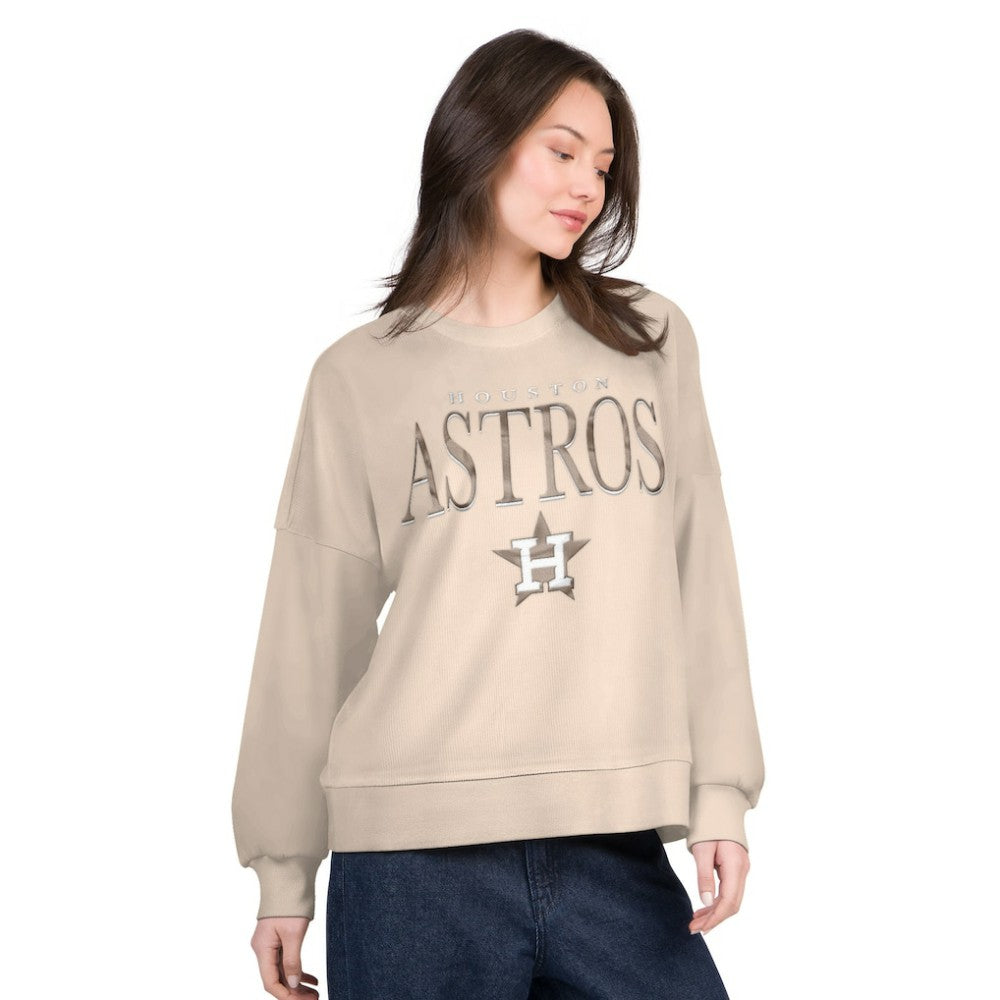 Houston Astros G-III 4Her by Carl Banks Women's Oversized Vet II Sweatshirt Sand