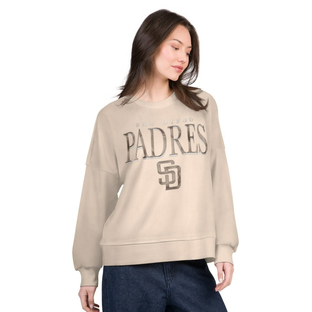 San Diego Padres G-III 4Her by Carl Banks Women's Oversized Vet II Sweatshirt Sand