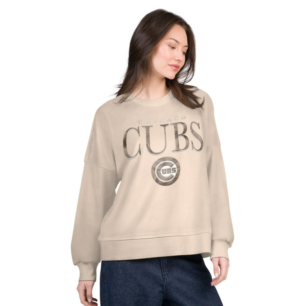 Chicago Cubs G-III 4Her by Carl Banks Women's Oversized Vet II Sweatshirt Sand