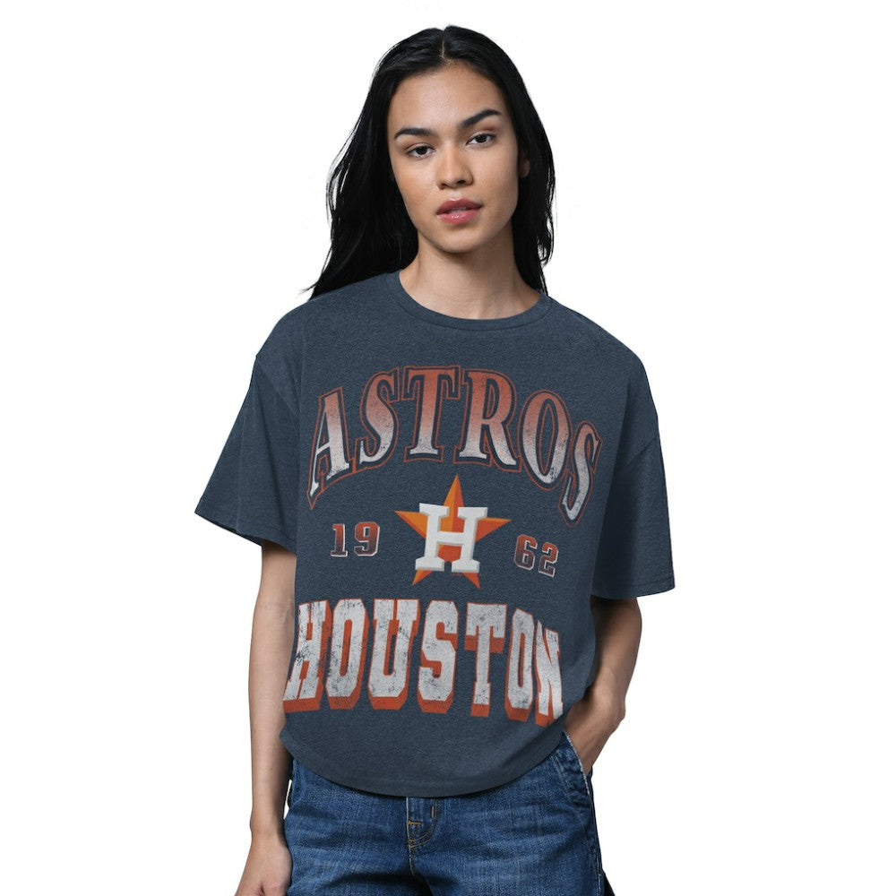Houston Astros Starter Women's Oversized Hall of Fame T-Shirt Heather Navy