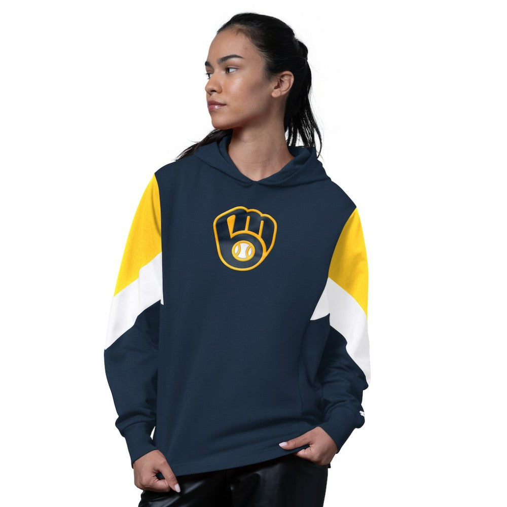 Milwaukee Brewers Starter Women's Scrimmage Pullover Hoodie Navy