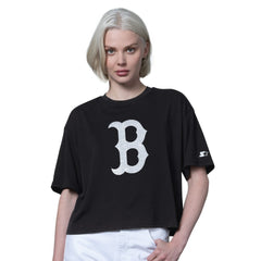 Boston Red Sox Starter Women's Holy Grail Boxy Cropped T-Shirt Black
