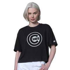 Chicago Cubs Starter Women's Holy Grail Boxy Cropped T-Shirt Black