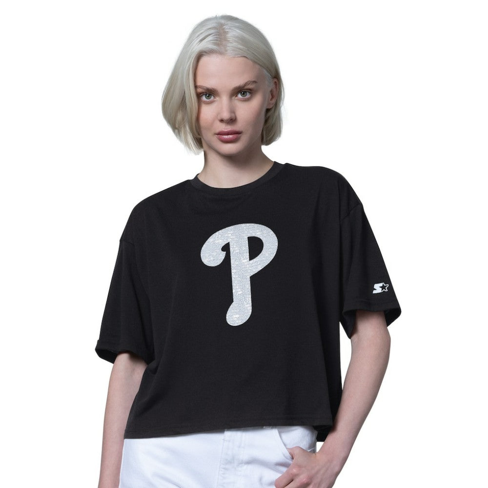 Philadelphia Phillies Starter Women's Holy Grail Boxy Cropped T-Shirt Black