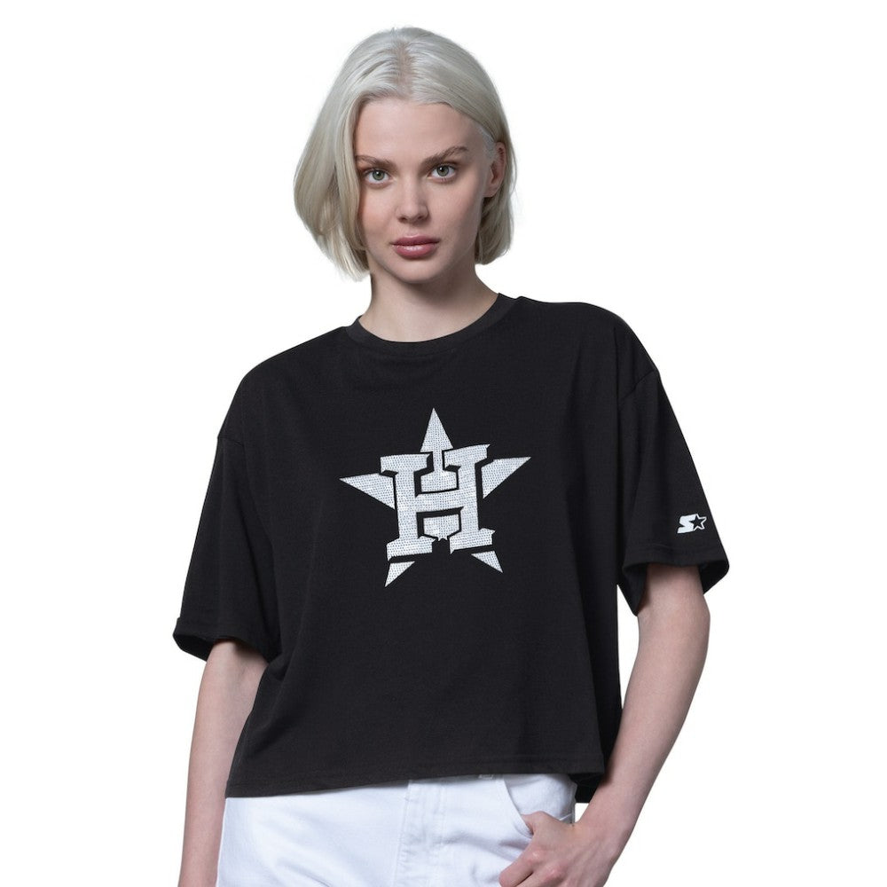 Houston Astros Starter Women's Holy Grail Boxy Cropped T-Shirt Black