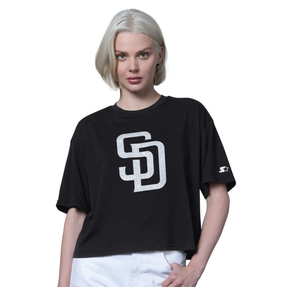 San Diego Padres Starter Women's Holy Grail Boxy Cropped T-Shirt Black