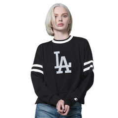 Los Angeles Dodgers Starter Women's Rally Cropped Drop Shoulder Crewneck Sweatshirt Black